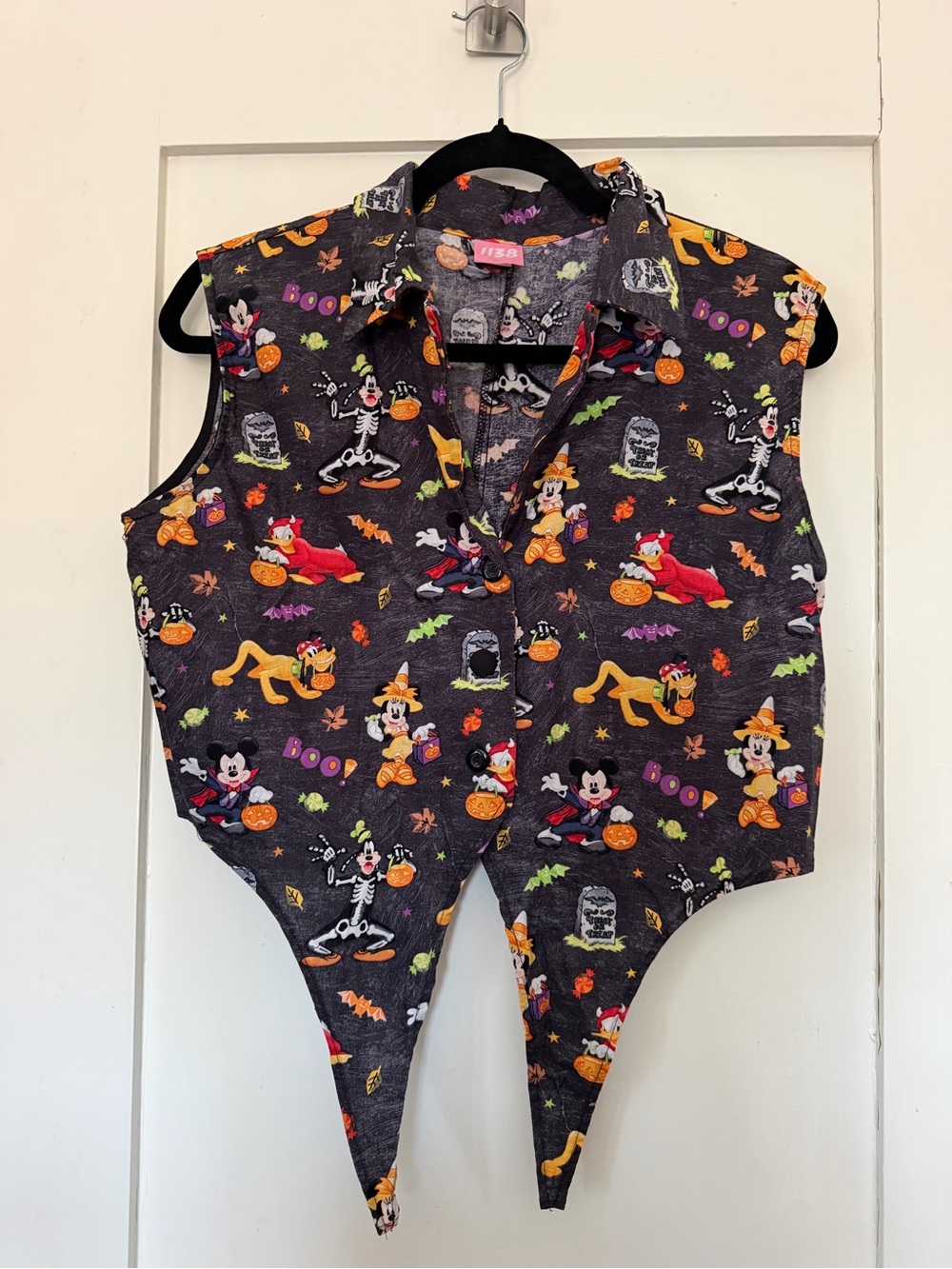 1138 Clothing custom handmade Disney Halloween tie-front crop top